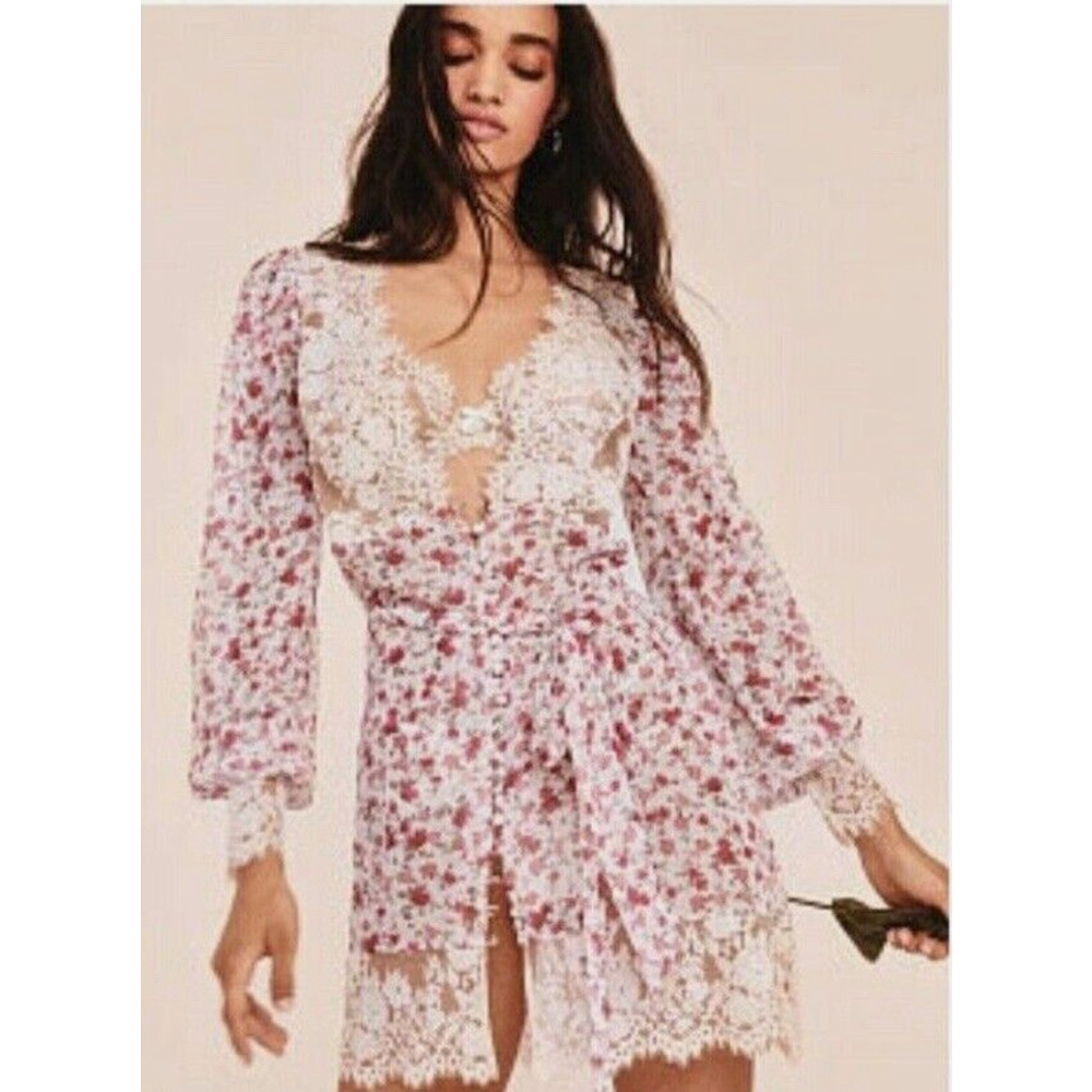 For Love And Lemons Victorias Secret Sheer Floral Women’s Lace Melrose Robe S/P